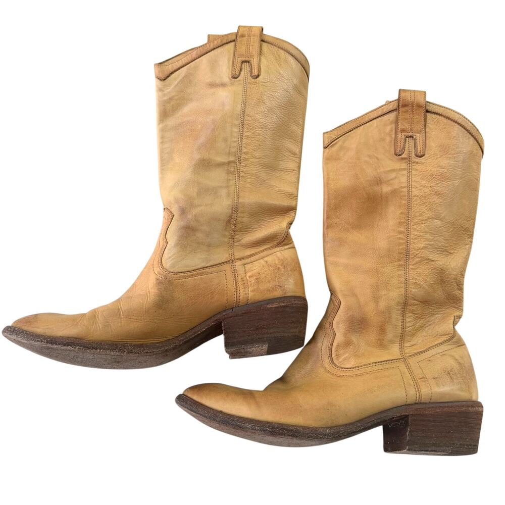 Frye Women’s Tan Cognac Leather Western Pull-On Boots Size 8.5 Style 77685 - Picture 2 of 14